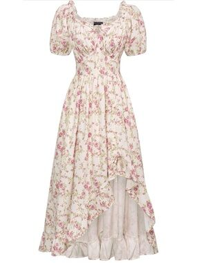 Scarlet Darkness Cottagecore Floral Raised Hem Corset Dress  XL